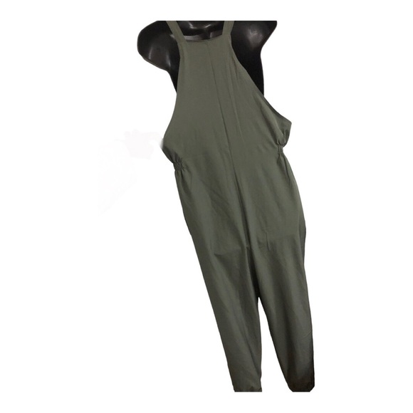 Vanilla‎ star olive green lightweight knotted smock jumpsuit overalls size large - Picture 16 of 16